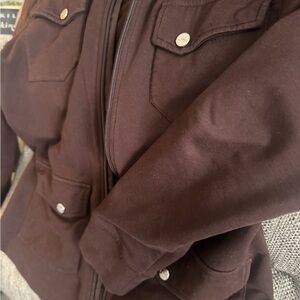 Ralph Lauren Dark Brown lightweight “Shacket” Jacket. Cotton jersey fabric.